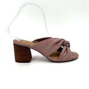 MADEWELL Blush Pink Sari CrissCross Leather Sandals Stacked Heel Slip On Shoes 6